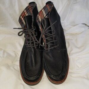 Toms Men’s Chukka Searcher Black Leather Flannel Work Shoes Boots SZ 10.5